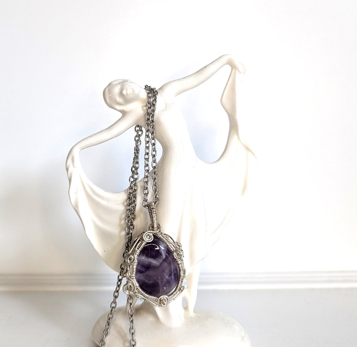 Sterling Silver Tumbled Amethyst Pendant